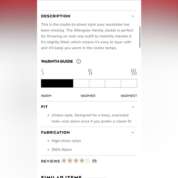 BNWT Alo Afterglow Varsity Jacket XS (burgundy truffle) - Picture 6 of 6